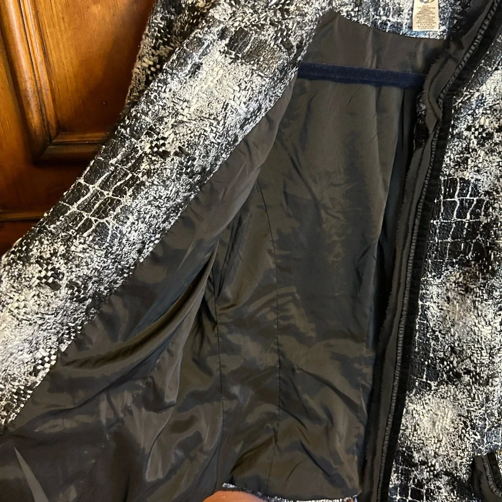 Cache Tweed Like Black & White Blazer Size 12